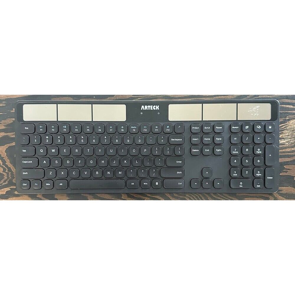 Arteck Solar Power Bluetooth Keyboard with Number Pad